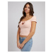 Light pink Women Ribbed Cropped T-Shirt with Bow Guess Vale - Women