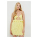 Šaty For Love & Lemons žltá farba, mini, áčkový strih