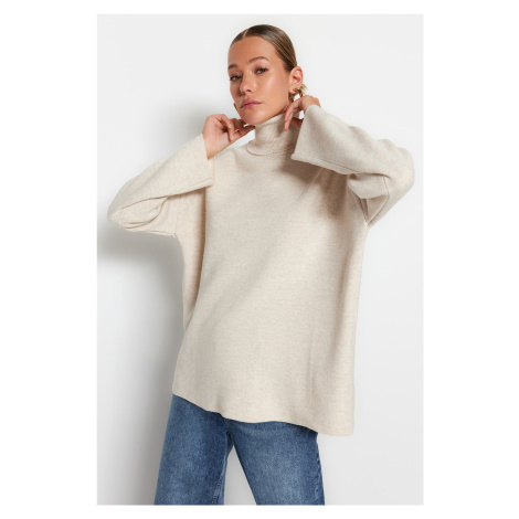 Trendyol Stone Wide Pattern Basic Knitwear Sweater