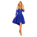 Světle modré dámské šaty s delším zadním dílem a s krajkovým výstřihem XXXXL model 14559255 - nu