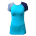 Women's functional bamboo T-shirt with short sleeves - turquoise - blue sleeves