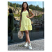Svetložlté bavlnené volánové mini šaty TW-SK-2113.17P-light yellow
