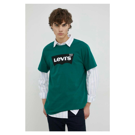 Bavlnené tričko Levi's zelená farba, s potlačou Levi´s