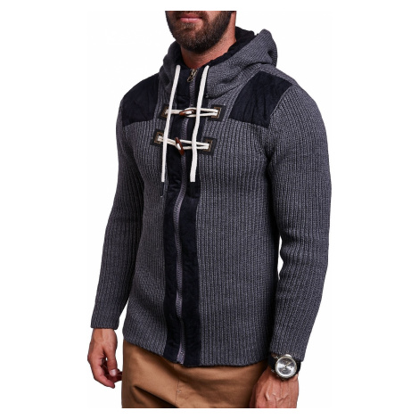 Pánsky pletený sveter Behype model E-9033 - Tmavo šedá