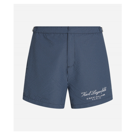 Plavky Karl Lagerfeld Hotel Karl Striped Boardshorts Modrá