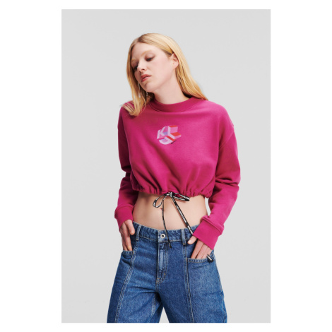 Mikina Karl Lagerfeld Jeans Klj Relaxed Cropped Sweat Fuchsia