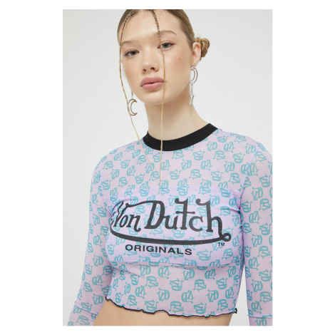 Tričko s dlhým rukávom Von Dutch dámsky, fialová farba