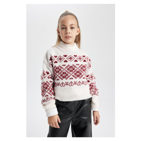 DEFACTO Girls New Year Themed Crew Neck Sweater