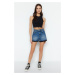 Trendyol Dark Blue Lined Detailed High Waist Denim Shorts