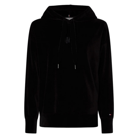 Tommy Hilfiger Mikina - RELAXED VELVET HOODIE čierna