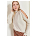 Bianco Lucci Women's Half Turtleneck Decollete Knitwear Sweater