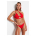 Trendyol Red Pile Regular Leg Bikini Bottoms