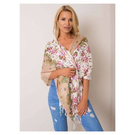 Beige scarf with floral print