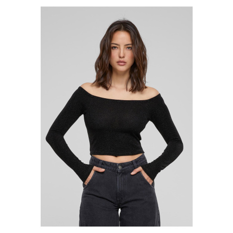 Women's Off Shoulder Glitter Long Sleeve Black Urban Classics