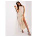 Light beige knitted dress with slits