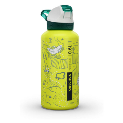 Turistická fľaša 900 s rýchlouzáverom 0,6 litra z recyklovaného hliníka QUECHUA