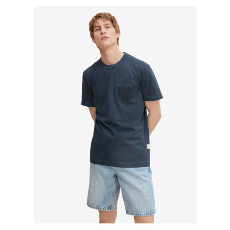 Dark blue mens basic T-shirt with pocket Tom Tailor - Men