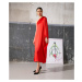 Šaty Karl Lagerfeld One Shoulder Ceremony Dress Červená