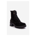 Women's lace-up low heel ankle boots black Adinail