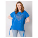 Blue blouse of loose cut plus sizes