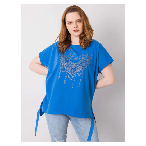 Plus size blue loose-fitting blouse