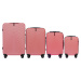 RUŽOVÁ 4DIELNA SADA ŠKRUPINOVÝCH KUFROV SWAN SN120-4, SET OF 4 SUITCASES (L, M, S, XS) WINGS ABS