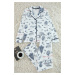 Trendyol Ecru 100% Cotton Printed Piping Detailed Knitted Pajama Set