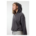 Trendyol Anthracite Hooded Regular/Normal Pattern Polar Fleece Zippered Collar Knitted Sweatshir