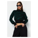 Trendyol Emerald Green Zebra Pattern Crop Knit Sweater