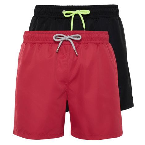 Trendyol 2-Pack Black - Burgundy Basic Marine Shorts