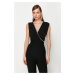 Trendyol Black Double Breasted Knitted Shiny Stone Bodysuit