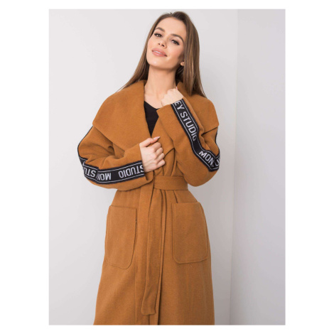 Light brown women's coat with belt