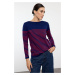 Trendyol Dark Navy Blue Basic Striped Knitted Sweater