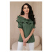 Spanish blouse with decorative khaki ruffle