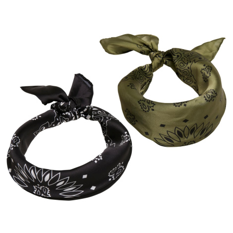 Satin scarf 2-pack blk/olive Urban Classics