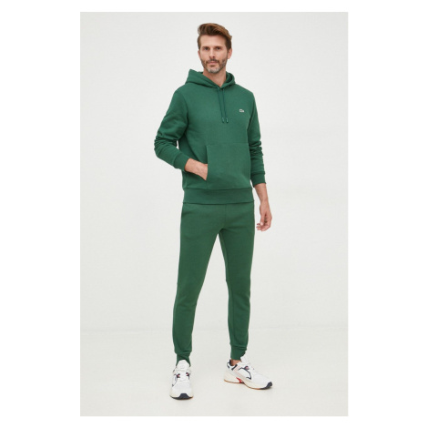 Mikina Lacoste SH9623-031, pánska, zelená farba, s kapucňou, jednofarebná