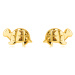 Zlaté náušnice z 9K zlata - zrkadlovolesklá korytnačka s gravírovaním, puzetky