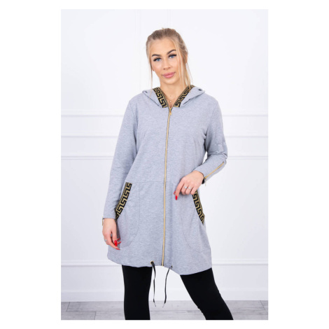 Sweatshirt with decorative belt in gray color