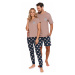 Pánske tmavomodro-béžové pyžamo z organickej bavlny PMB4245
