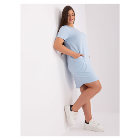 Light blue basic cotton dress plus sizes