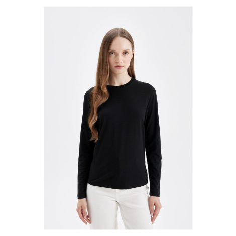 DEFACTO Crew Neck Long Sleeve Basic Plain T-Shirt Tunic