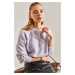 Bianco Lucci Women's Buttonhole Turtleneck Striped Knitwear Sweater