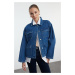 Trendyol Blue Pocket Detailed Oversize Denim Jacket