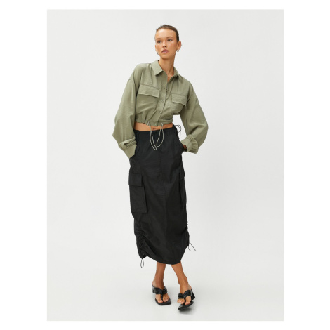 Koton Crop Waist Drawstring Shirt