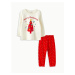 LC Waikiki Crew Neck Long Sleeved Christmas Theme for Baby Girl Pajamas Set