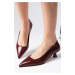 Mio Gusto Carmen Burgundy Color Patent Leather Low Heeled Shoes