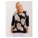 Plus size black cotton blouse with print