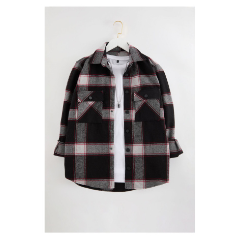 Trendyol Black Regular Fit Winter Checkered Lumberjack Shirt Jacket