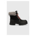 Kožené členkové topánky UGG W Ashton Addie dámske, čierna farba, na platforme, zateplené