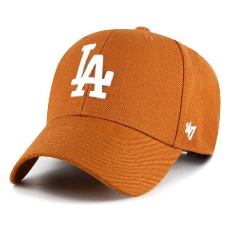 Šiltovka s prímesou vlny 47brand MLB Los Angeles Dodgers oranžová farba, s nášivkou 47 Brand